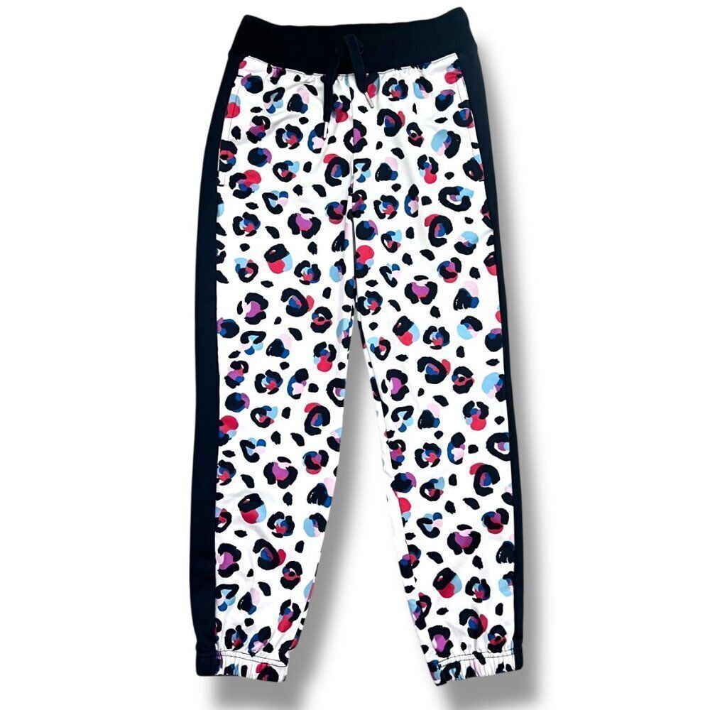 Hanna Andersson Girls Black White Cheetah Spot Jogger Sweatpants Size 8